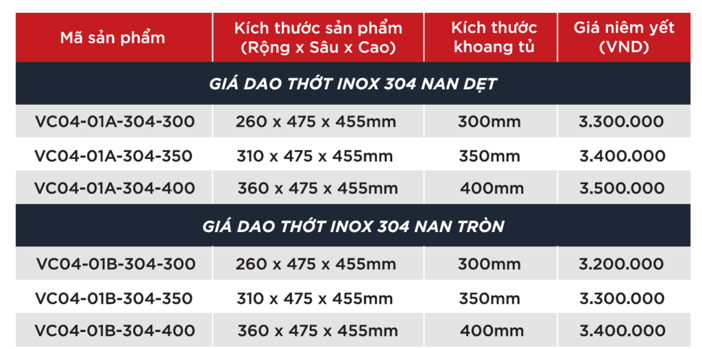 giá dao thớt (nan tròn/nan dẹt)